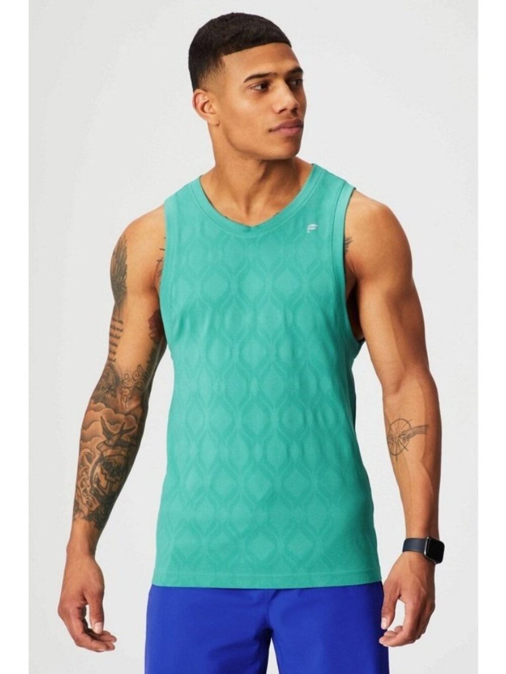 Fabletics‎ Men's Athletic Tank Top XL Green Training Day Gym Workout Stretch